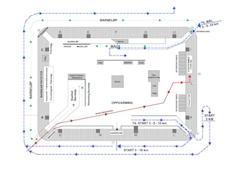 Kart over Telenor Arena under OBOS Fornebuløpet 2017